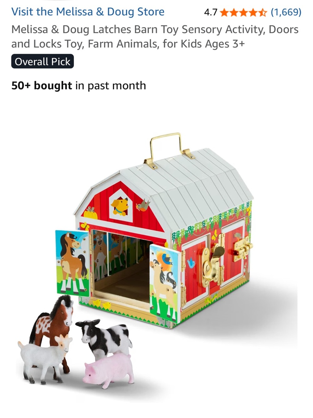 *Like New*Melissa and Doug door&lock barn toy
